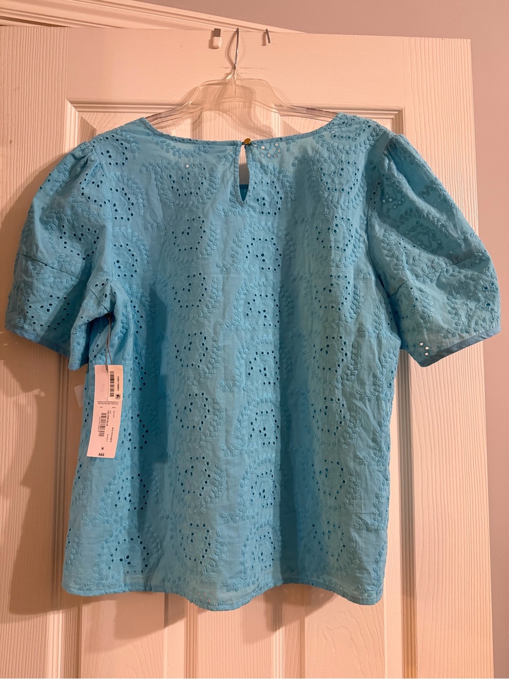 Liz Claiborne Women's Eyelet Short Sleeve Top - Turquoise - Picture 2 of 8
